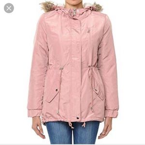 Ambiance apparel jacket with detachable fur hood